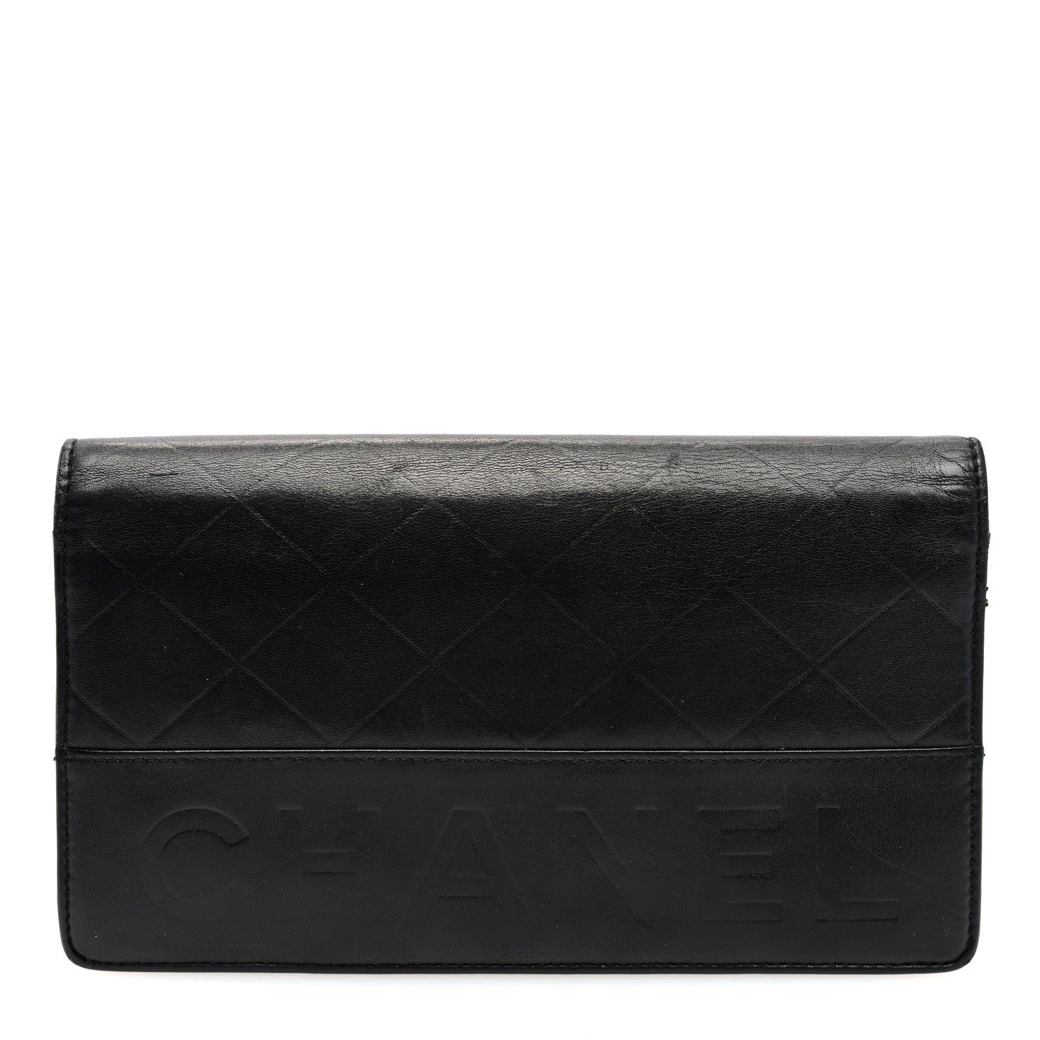 Chanel Lambskin Embossed Logo Yen Wallet Black 1 of 7