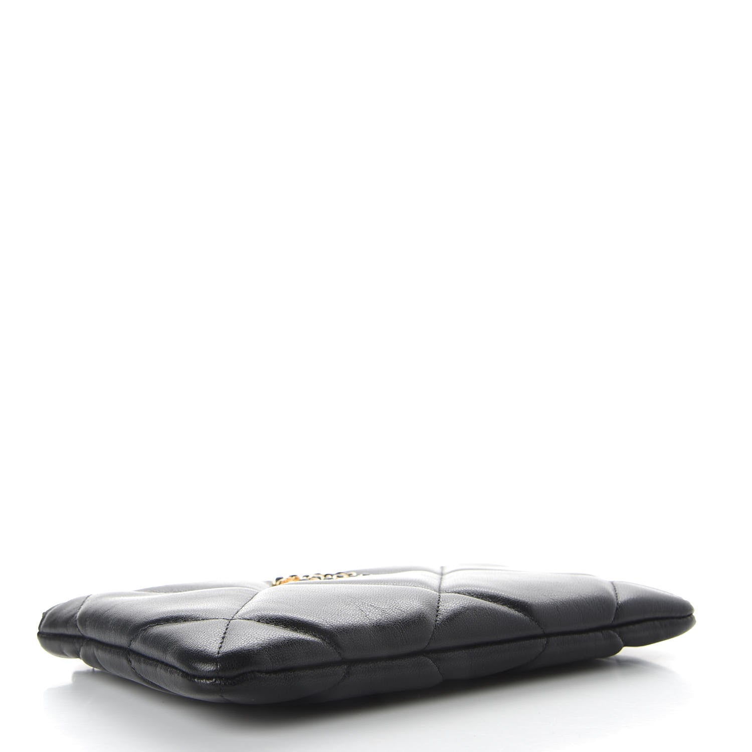 Chanel Shiny Goatskin Quilted Small 19 Pouch Black 4 of 8