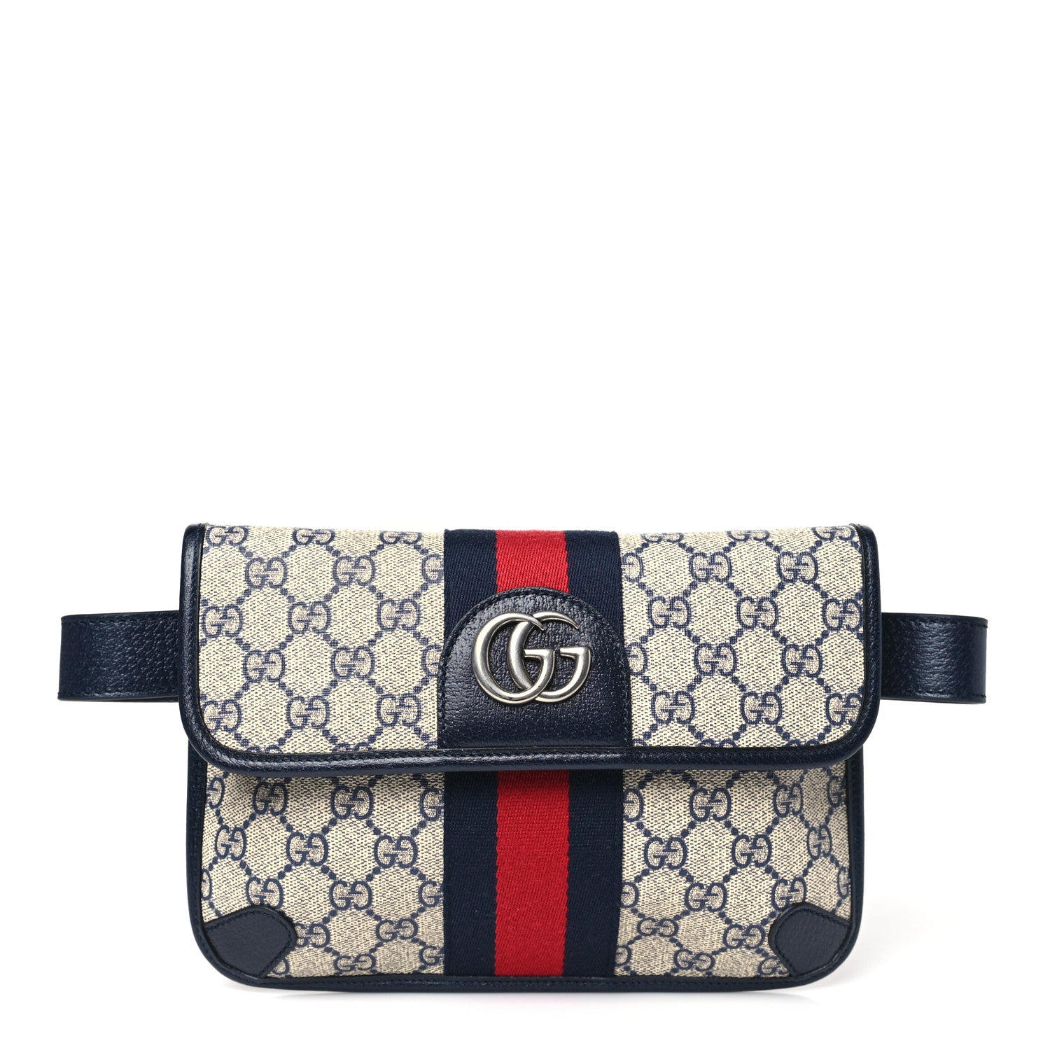 Gucci GG Supreme Monogram Web Small Ophidia Belt Bag 90 36 Beige Navy 1 of 10