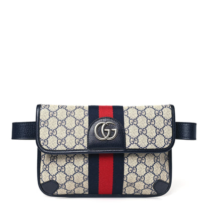 Gucci GG Supreme Monogram Web Small Ophidia Belt Bag 90 36 Beige Navy 1 of 10