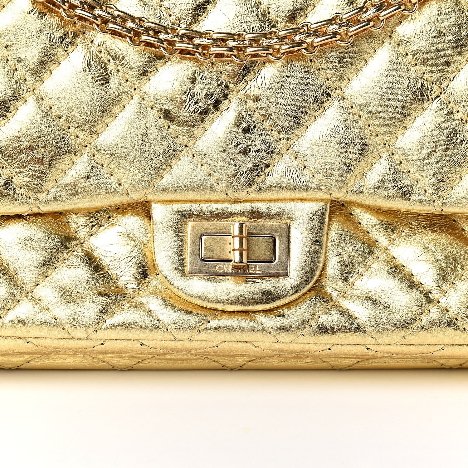 Chanel Metallic Aged Calfskin Quilted 2.55 Reissue 225 Flap Gold 11 of 11