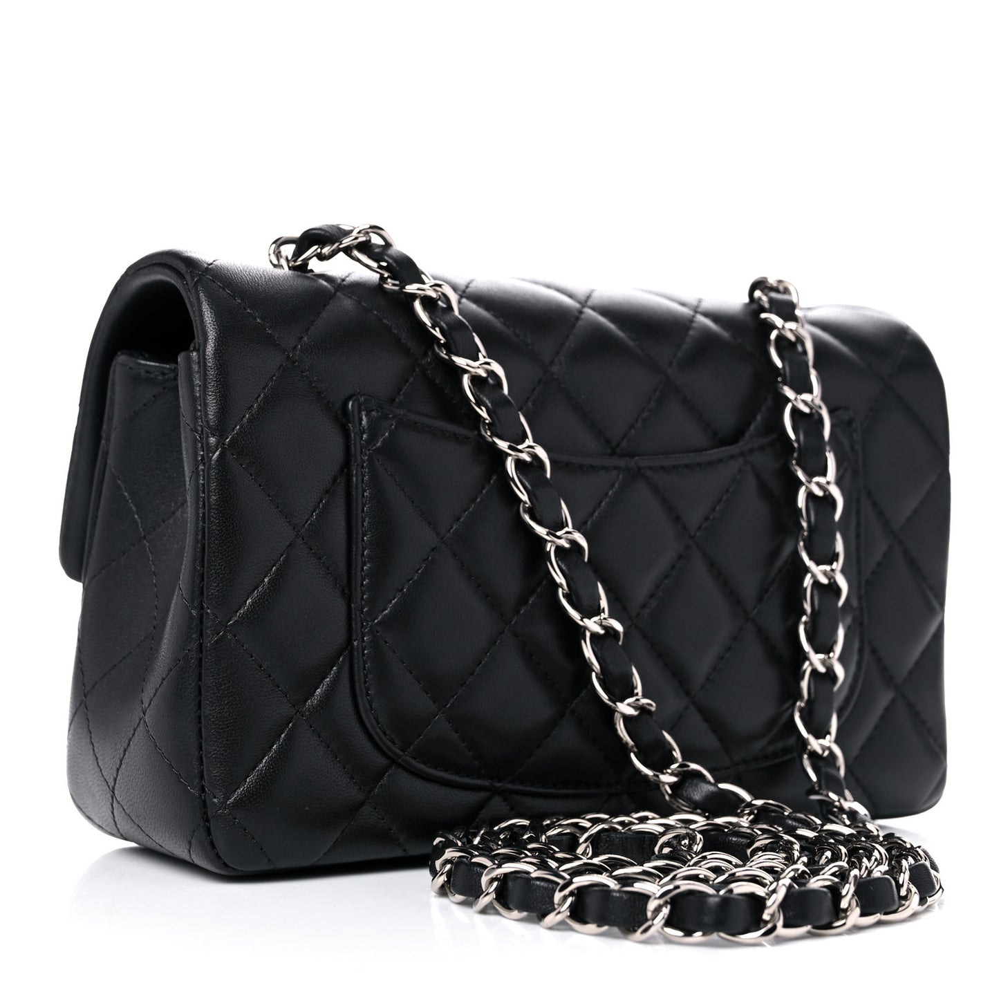 Lambskin Quilted Mini Rectangular Flap Black