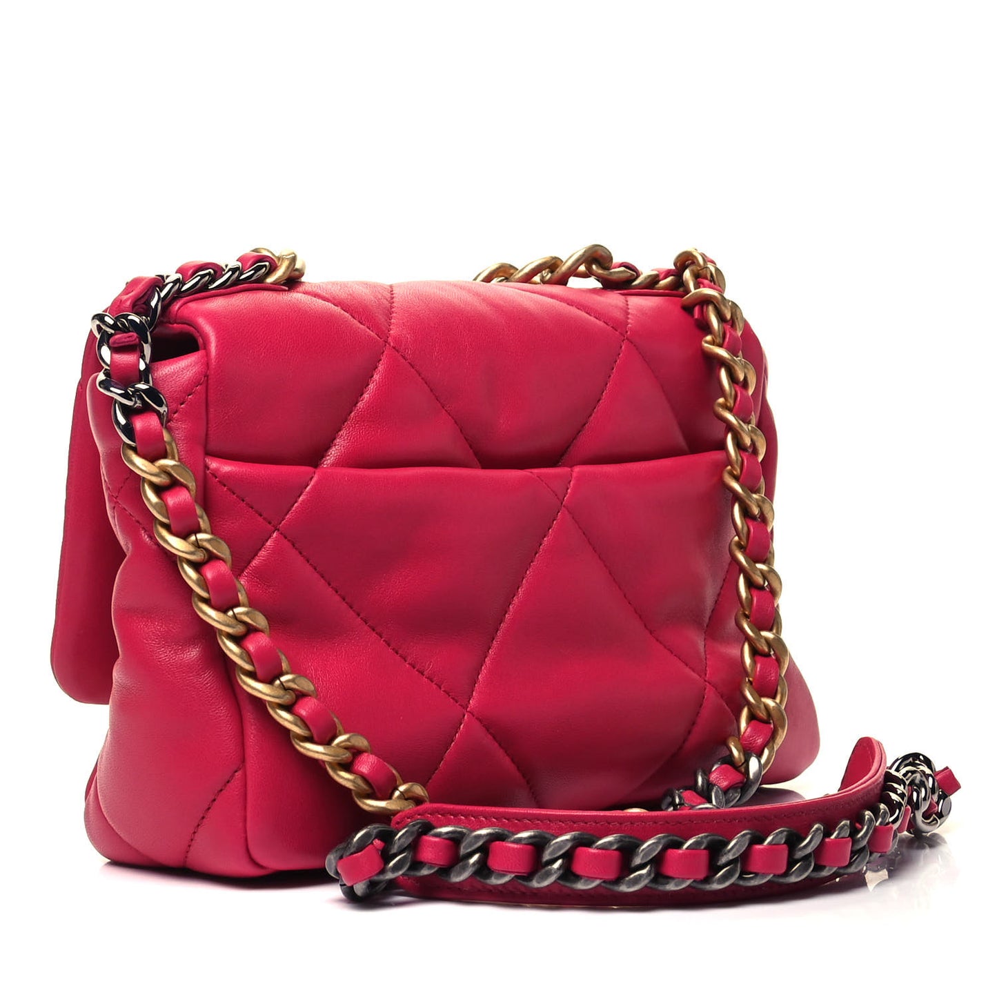 Lambskin Quilted Medium Chanel 19 Flap Dark Pink