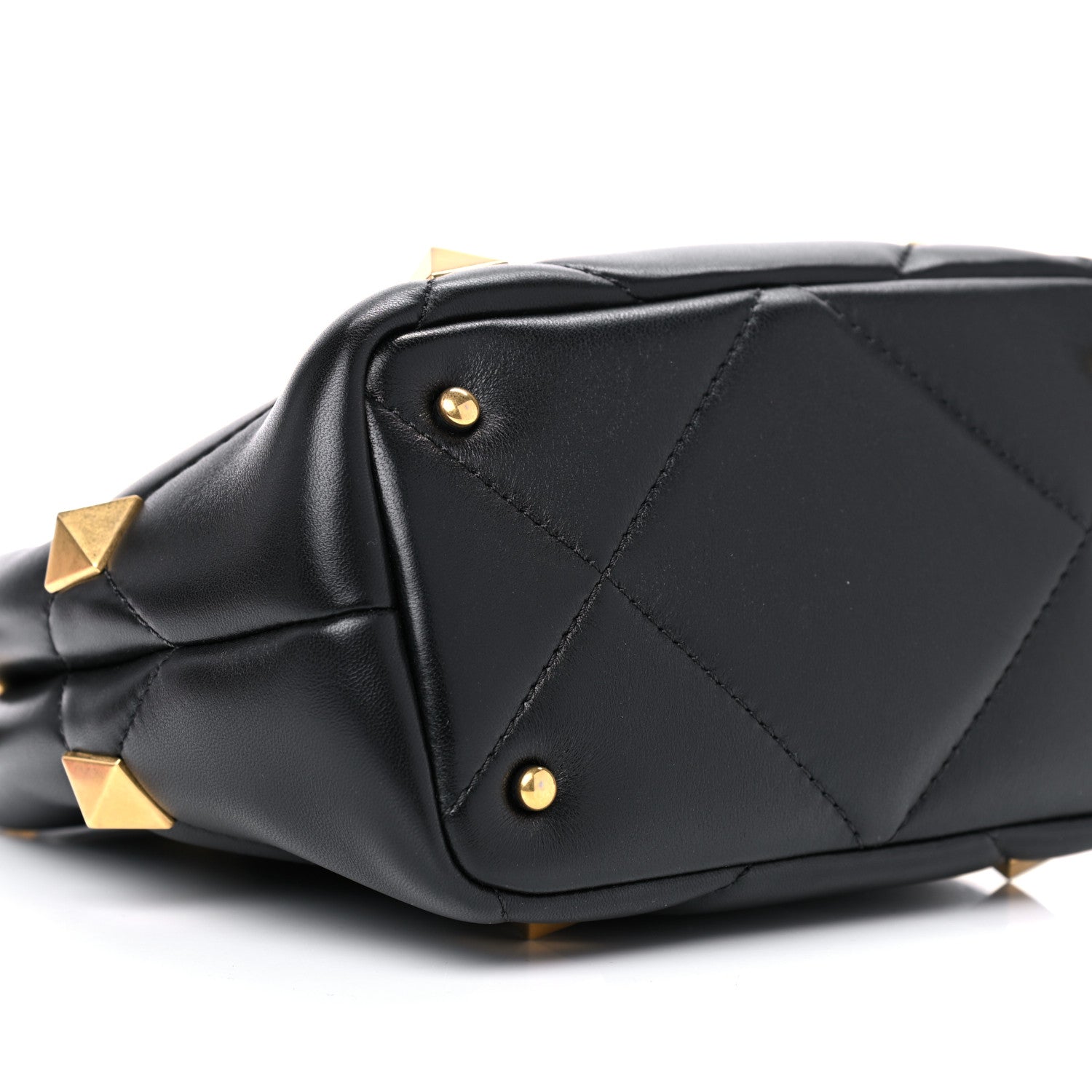 Valentino Garavani Nappa Small Roman Stud The Handle Bag Black 7 of 13