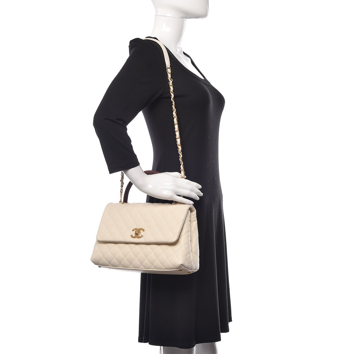 Chanel Caviar Lizard Quilted Small Coco Handle Flap Ivory 2 of 11