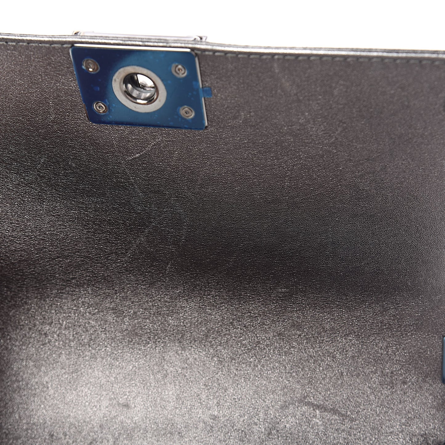 Metallic Lambskin Perforated Medium Boy Flap Dark Silver