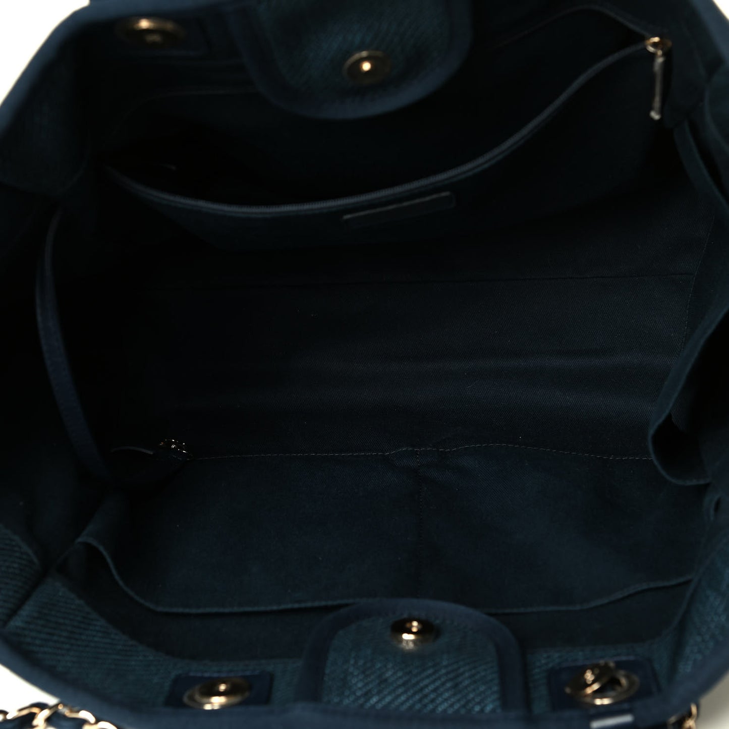 Mixed Fibers Calfskin Medium Deauville Tote Navy Blue