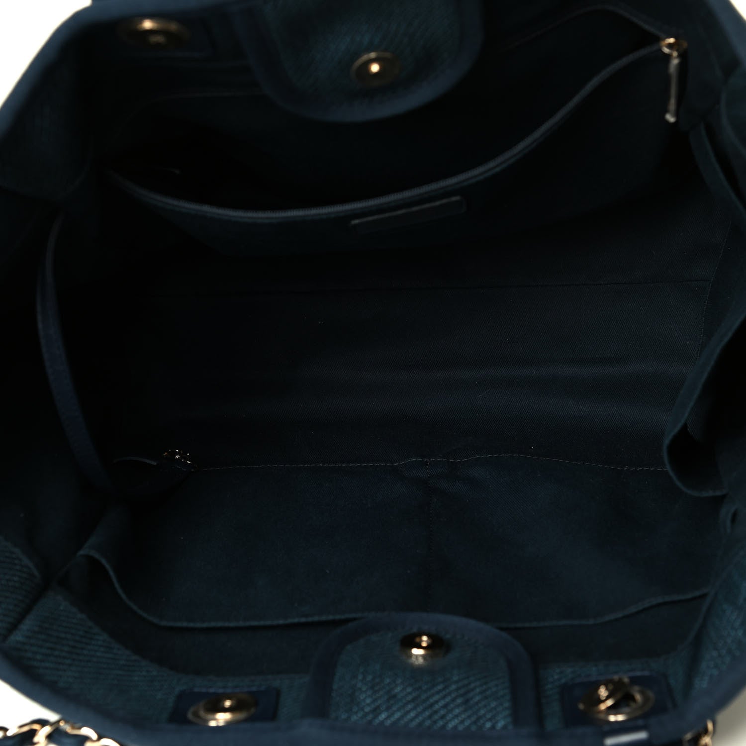 Chanel Mixed Fibers Calfskin Medium Deauville Tote Navy Blue 4 of 8