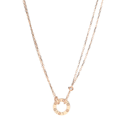 Cartier 18K Pink Gold 2 Diamond LOVE Necklace 1 of 6