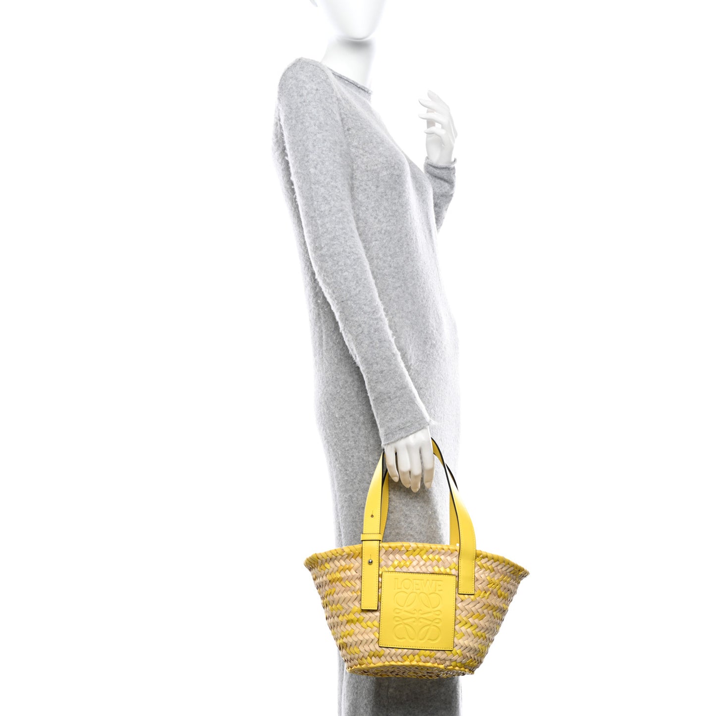 Raffia Small Basket Tote Bag Natural Yellow