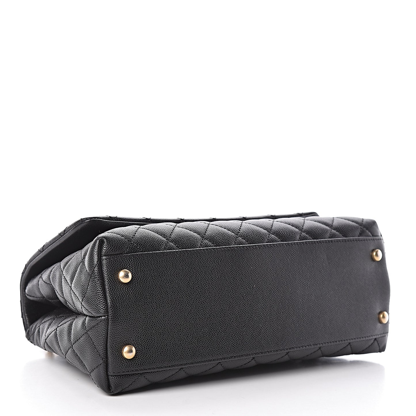 Caviar Lizard Quilted Small Coco Handle Flap Black