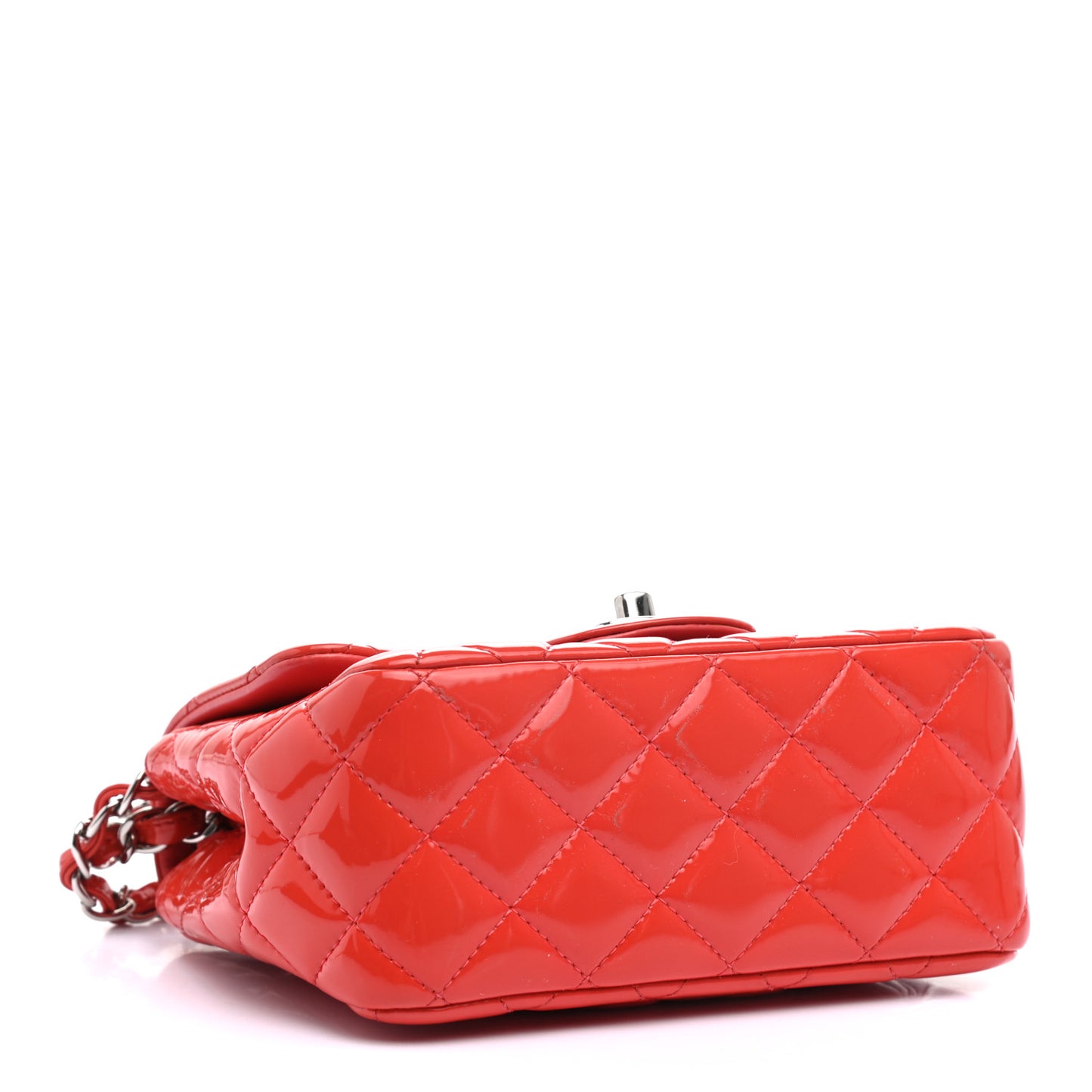 Patent Quilted Mini Square Flap Red