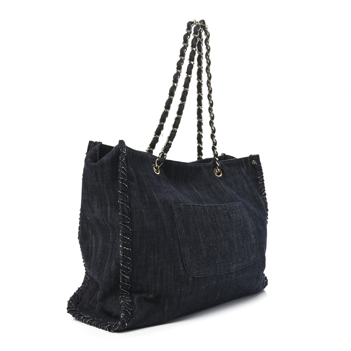 Denim Embroidered Night Flight Tote Blue