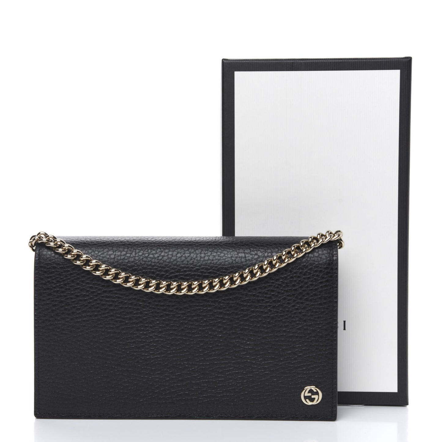 Dollar Calfskin Medium Betty Chain Wallet Black