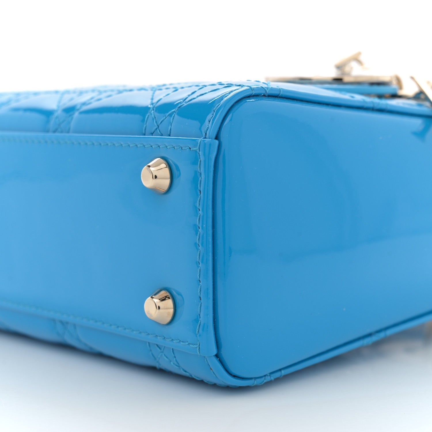 Christian Dior Patent Cannage Mini Lady Dior Blue 10 of 10
