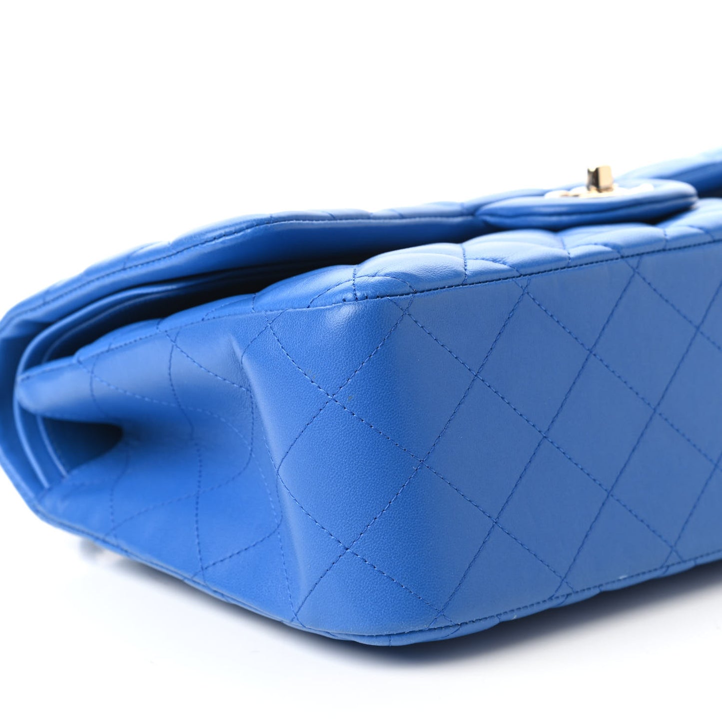 Lambskin Quilted Jumbo Double Flap Blue