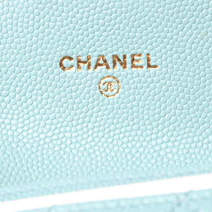 Chanel Caviar Quilted Card Holder Light Blue 6 of 9