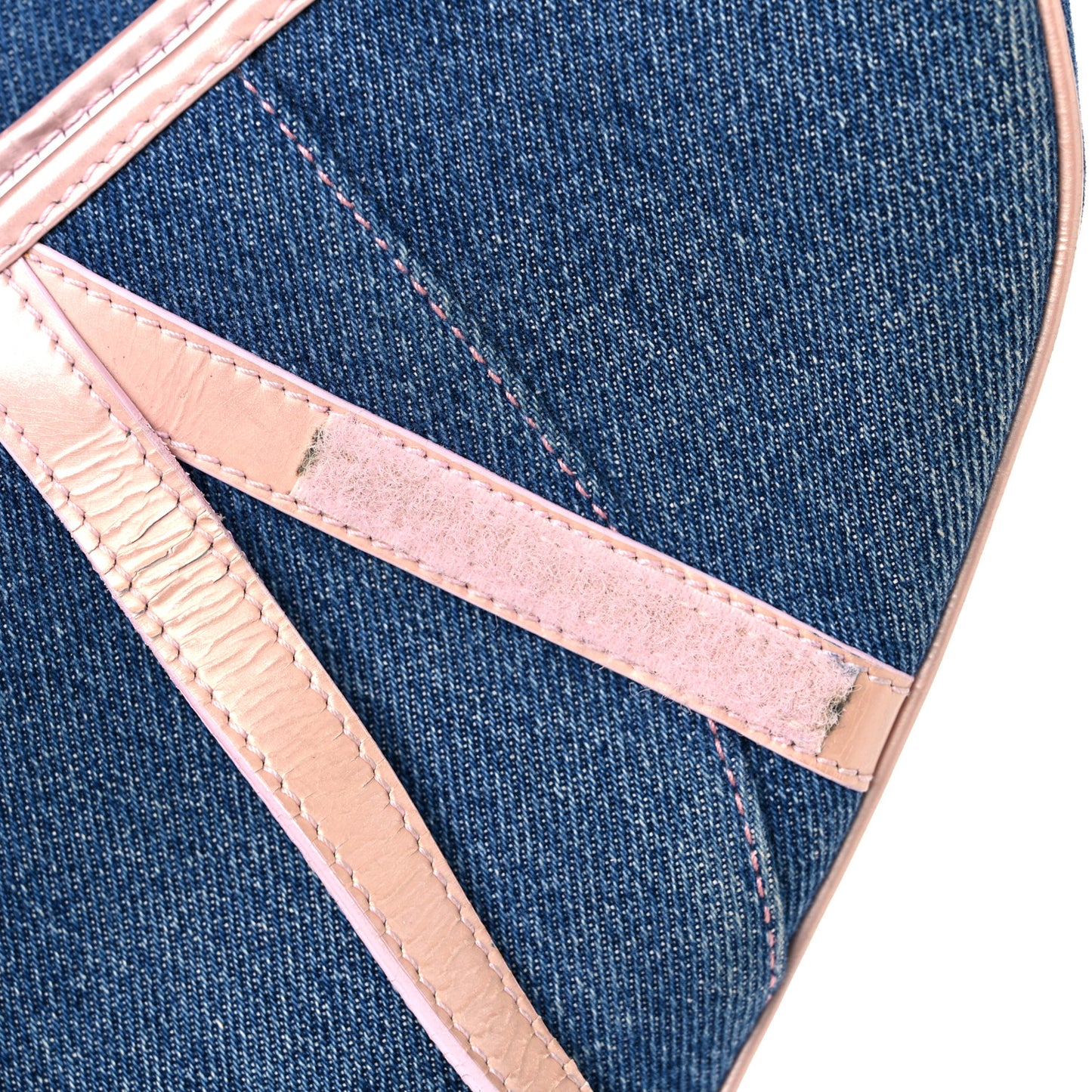 Patent Denim Jeans Saddle Bag Blue Pink