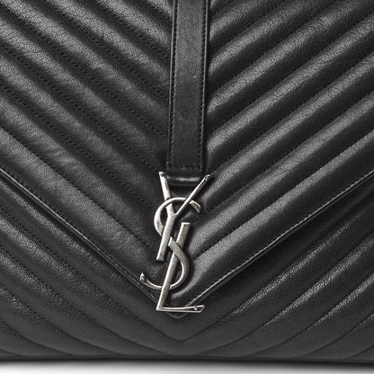 Saint Laurent Sheepskin Matelasse Chevron Monogram Large College Satchel Black 9 of 15