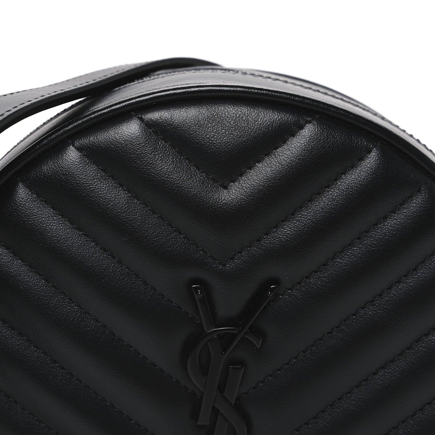 Saint Laurent Calfskin Matelasse Chevron Round Vinyle Camera Bag Black 8 of 10