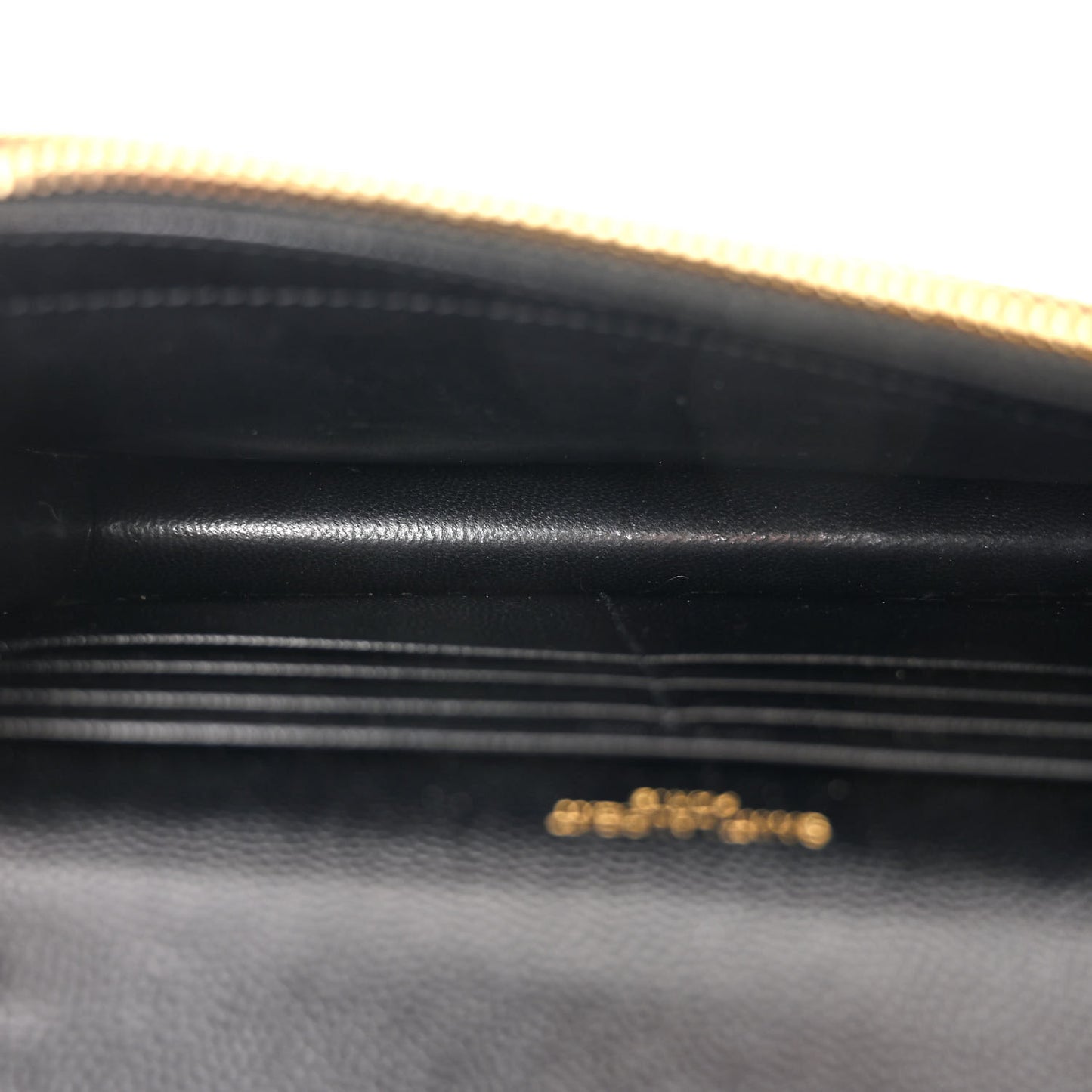 Grain De Poudre Matelasse Chevron Monogram Envelope Chain Wallet Black