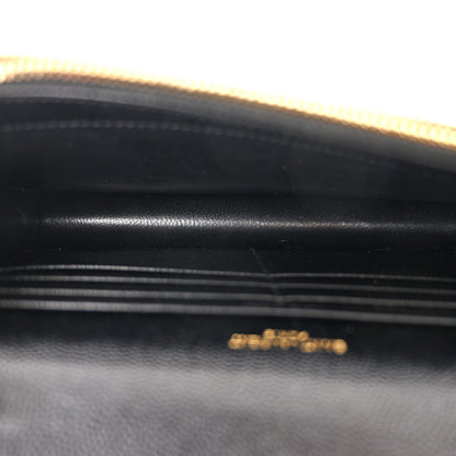 Saint Laurent Grain De Poudre Matelasse Chevron Monogram Envelope Chain Wallet Black 5 of 11