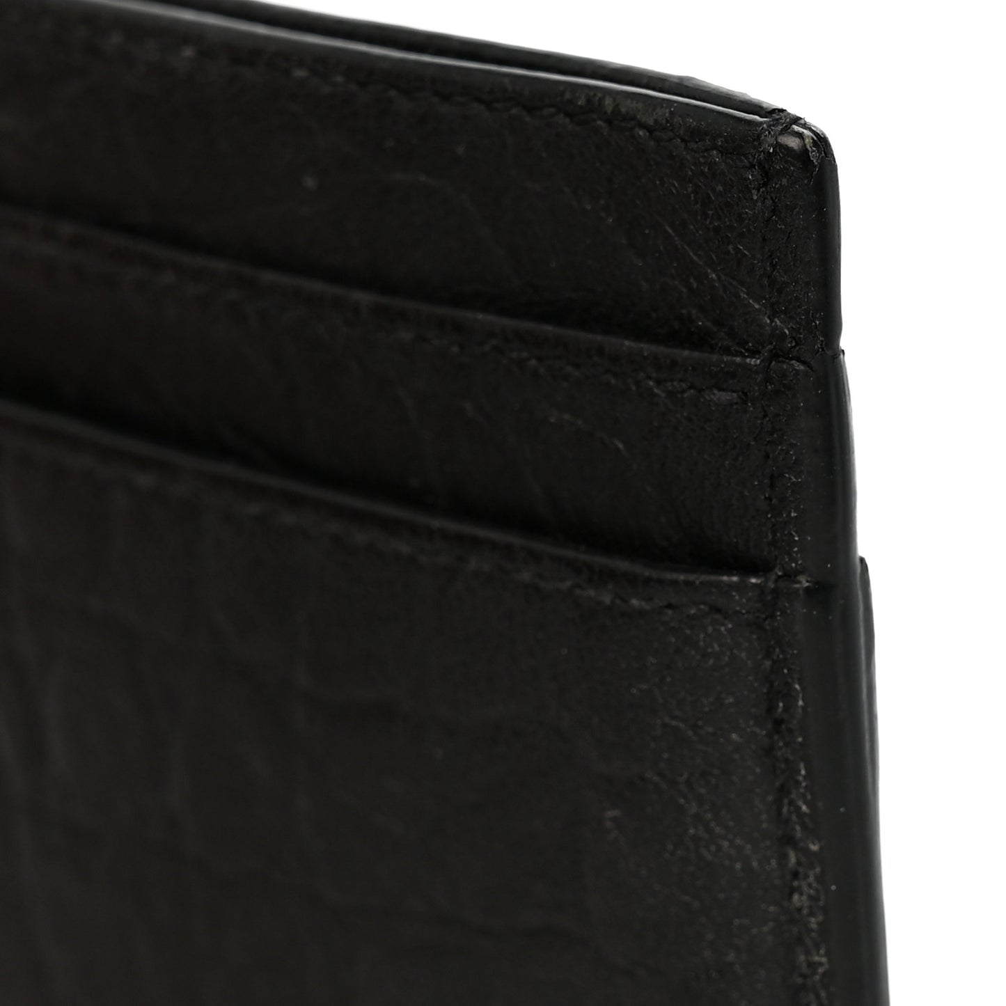 Calfskin Crocodile Embossed Monogram Credit Card Case Black