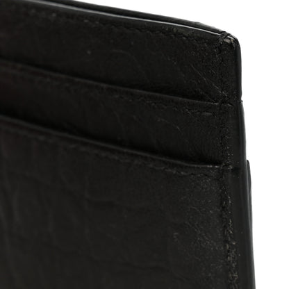 Saint Laurent Calfskin Crocodile Embossed Monogram Credit Card Case Black 9 of 10