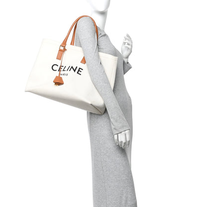 Celine Canvas Calfskin Horizontal Cabas Natural Tan 2 of 14