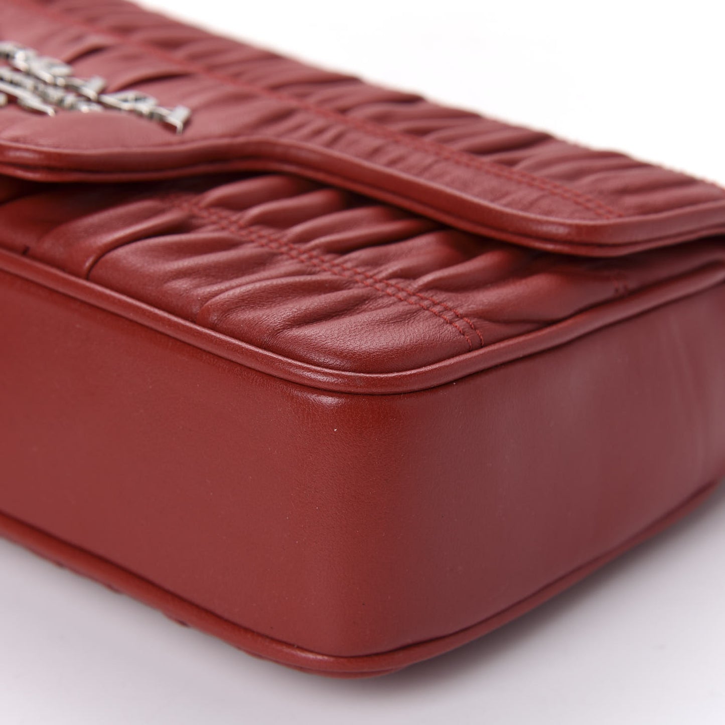 Nappa Gaufre Small Chain Flap Shoulder Bag Fuoco