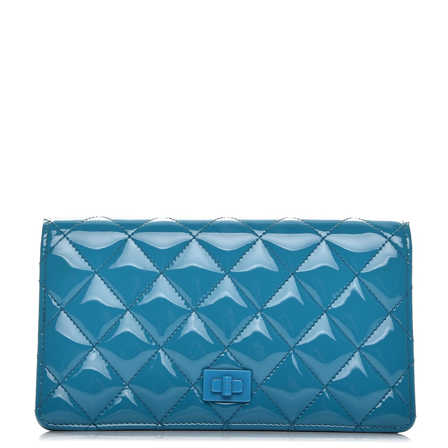 Patent Calfskin Quilted Yen Reissue Wallet Blue