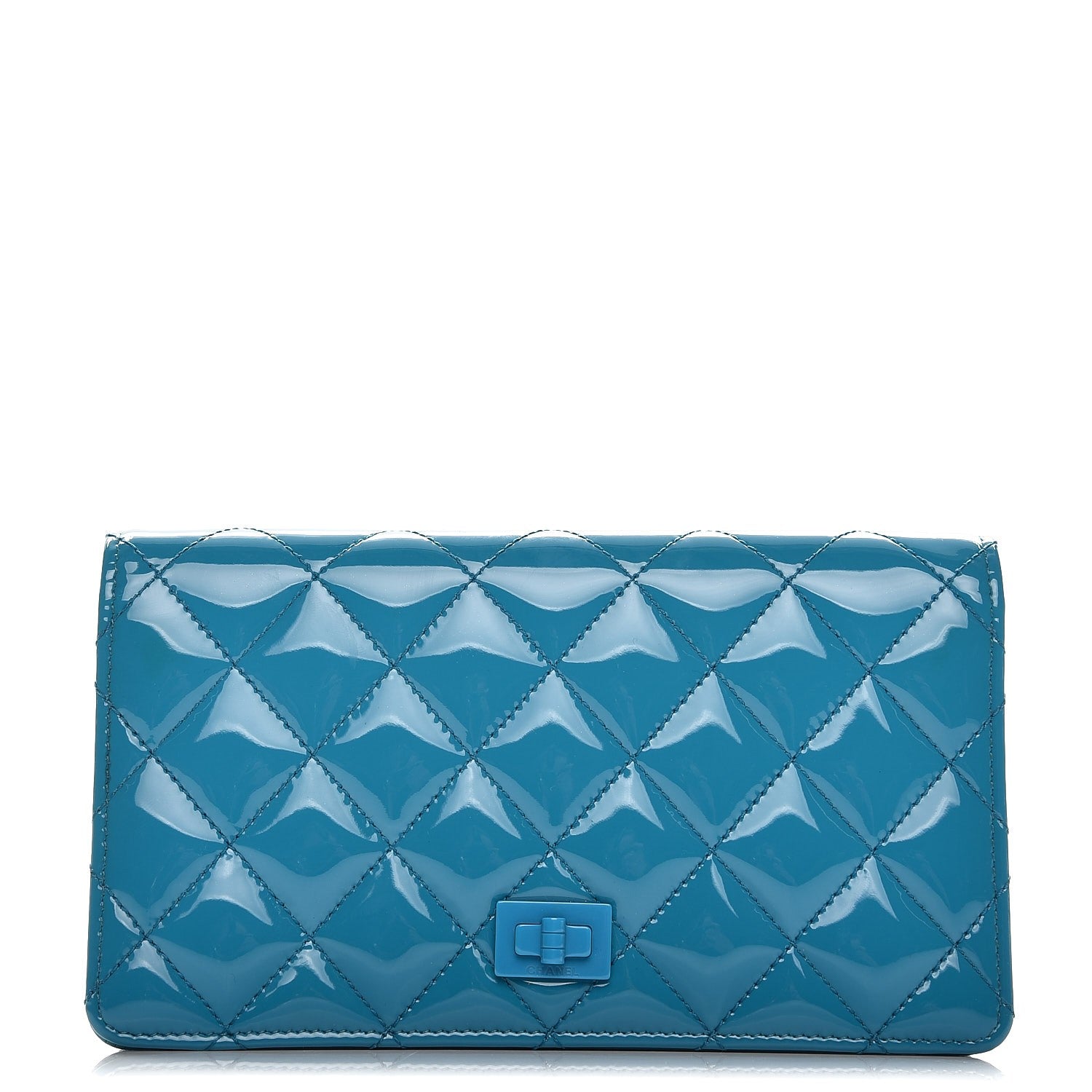 Chanel Patent Calfskin Quilted Yen Reissue Wallet Blue 1 of 11