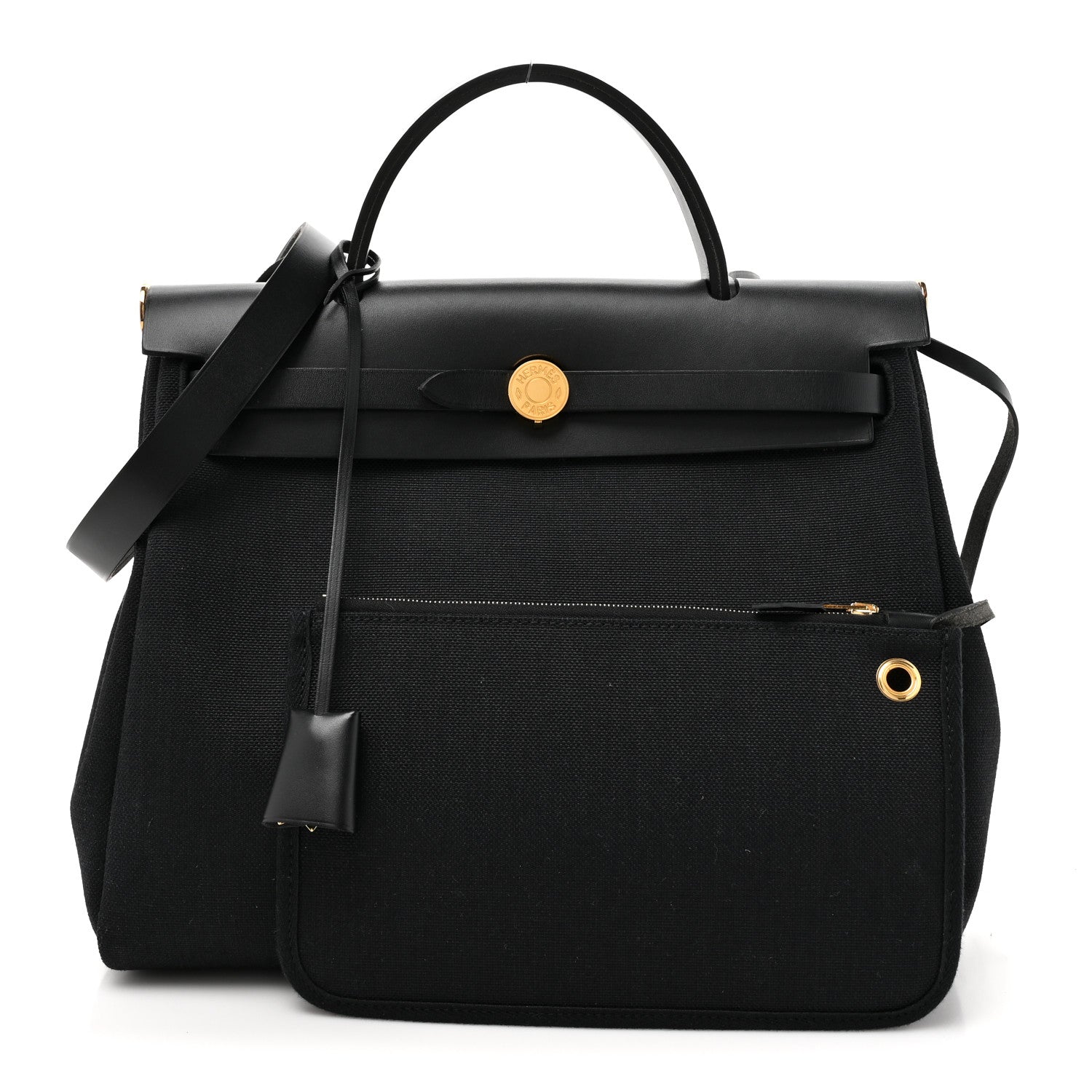 Hermes Military Toile Vache Hunter Herbag Zip PM 31 Black 3 of 12