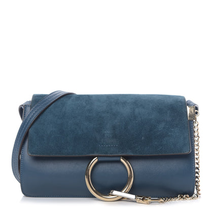 Chloe Suede Calfskin Small Faye Shoulder Bag Majolica Blue 1 of 9