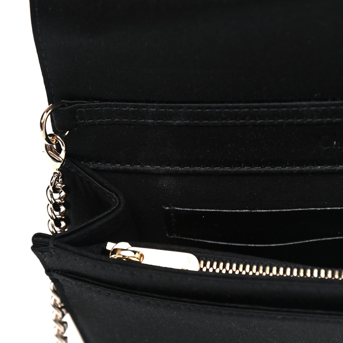 Satin Diorama Wallet on Chain Pouch Black
