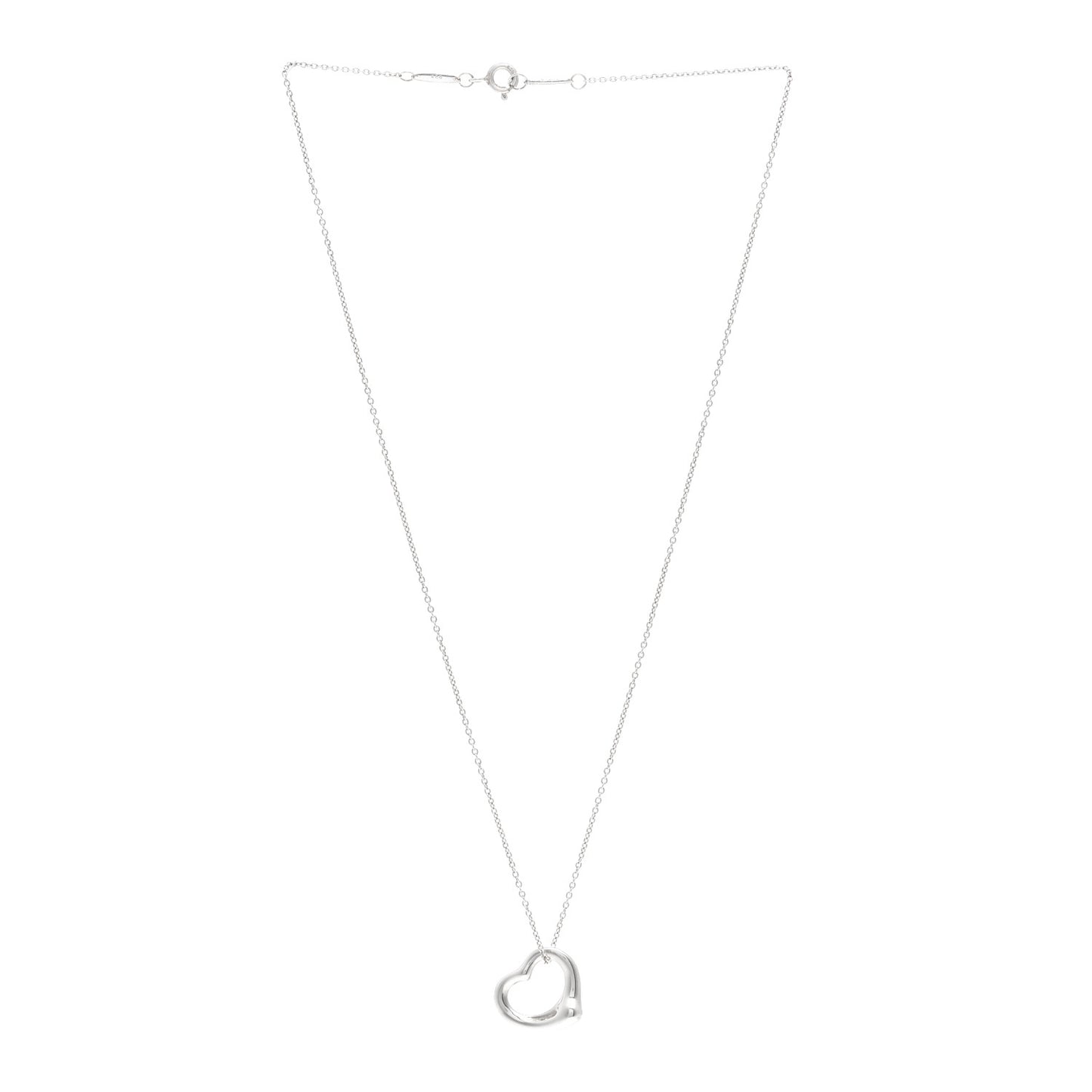 Sterling Silver 16mm Elsa Peretti Open Heart Pendant Necklace