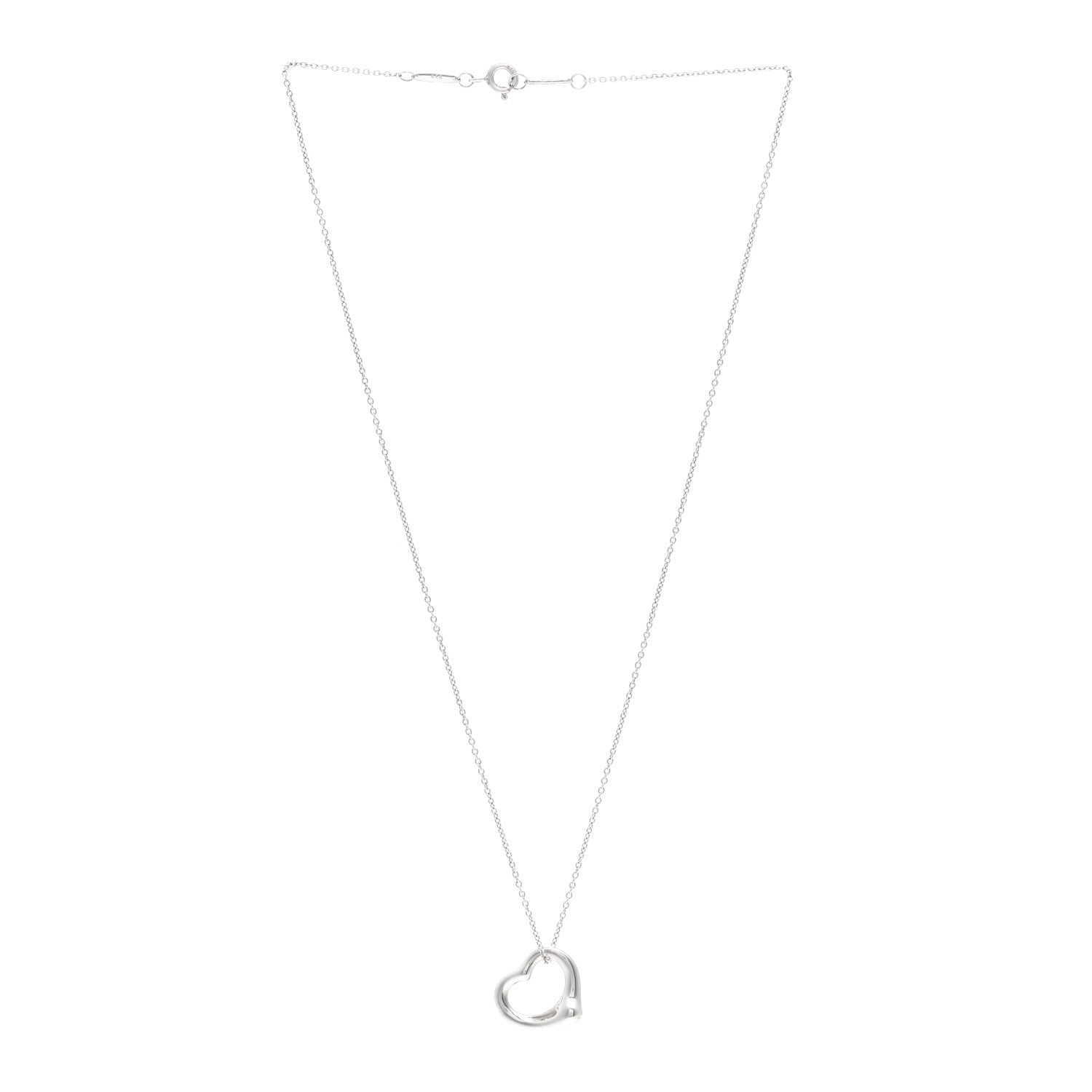 Tiffany Sterling Silver 16mm Elsa Peretti Open Heart Pendant Necklace 3 of 4