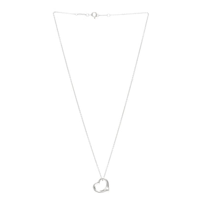 Tiffany Sterling Silver 16mm Elsa Peretti Open Heart Pendant Necklace 3 of 4