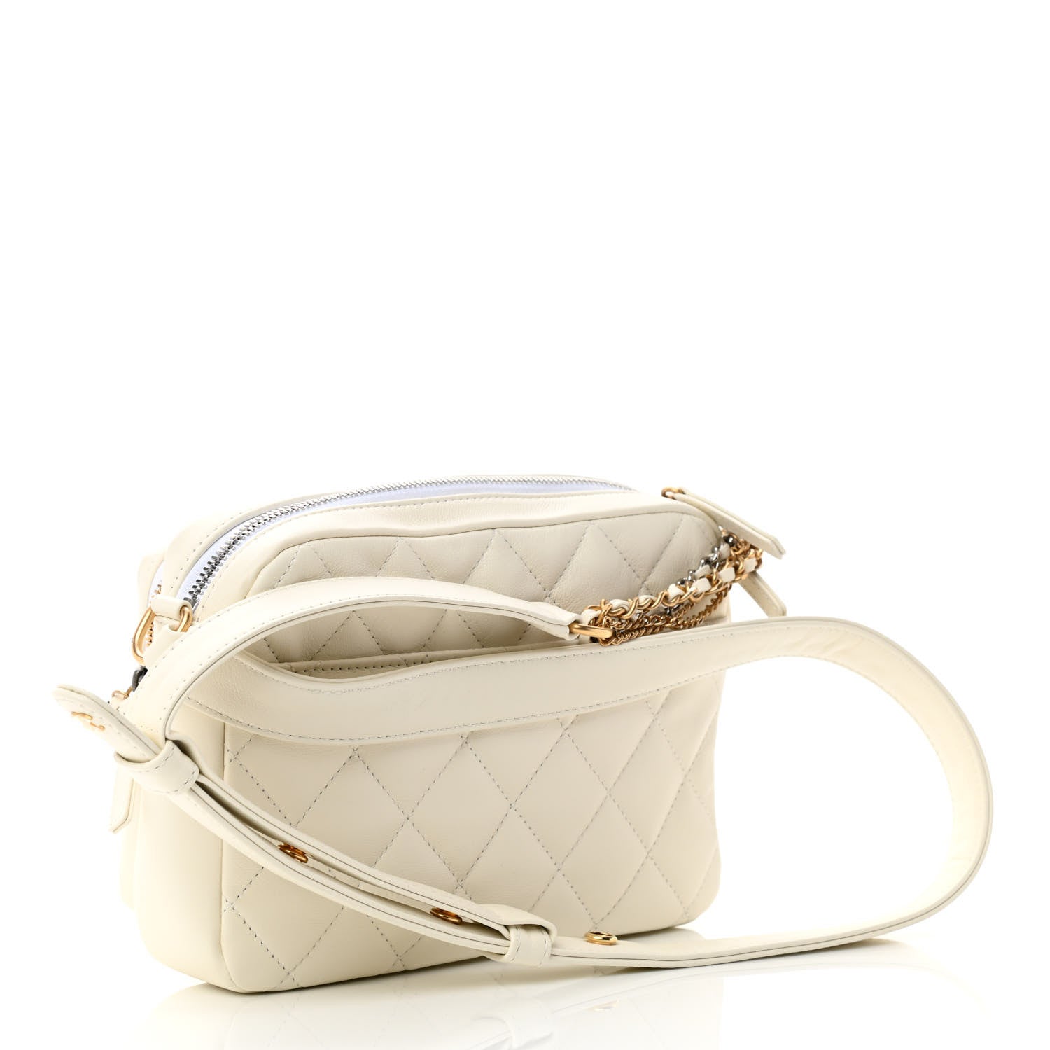 Chanel Calfskin Quilted Small Camera Case White 3 of 11