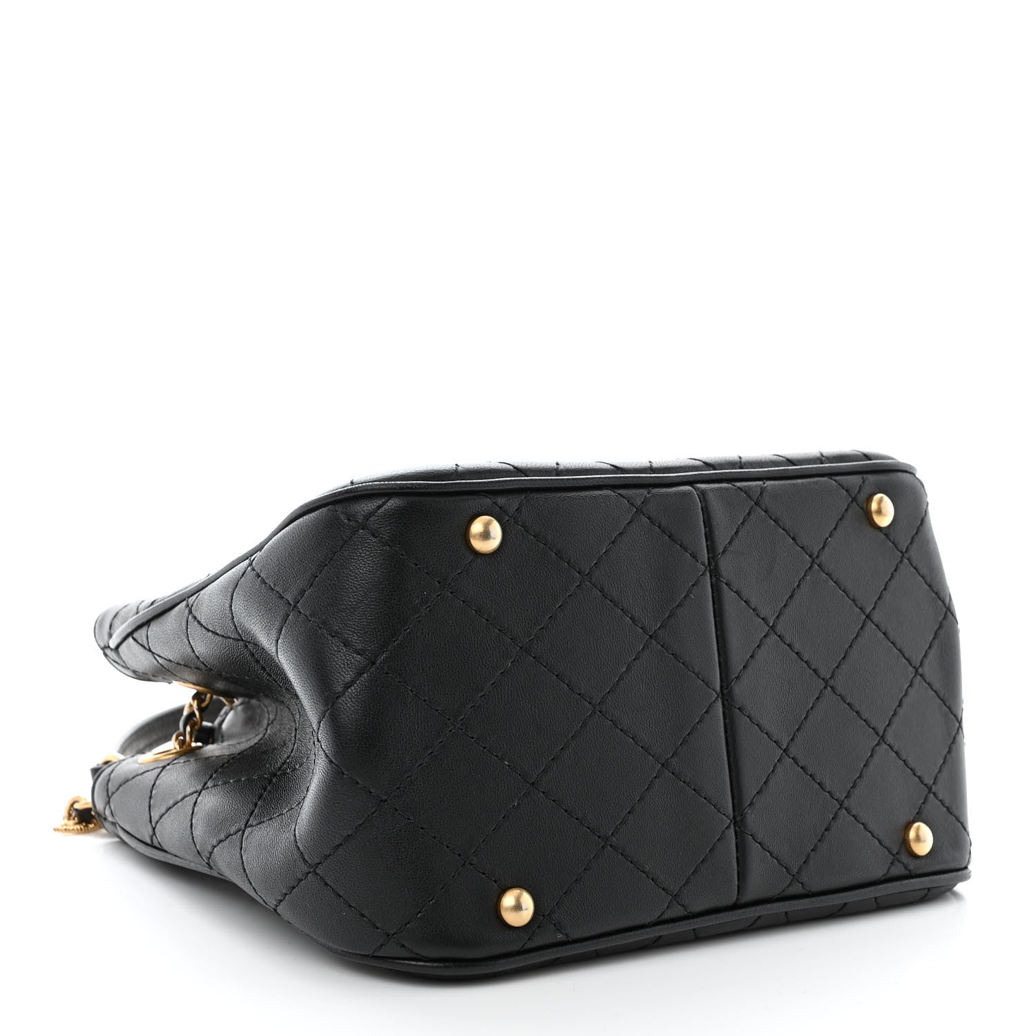 Chanel Calfskin Stitched Small Egyptian Amulet Drawstring Bag Black 4 of 12