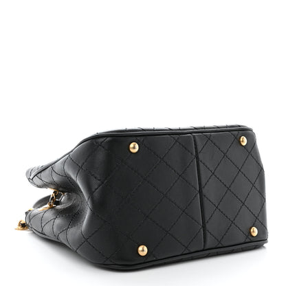 Chanel Calfskin Stitched Small Egyptian Amulet Drawstring Bag Black 4 of 12