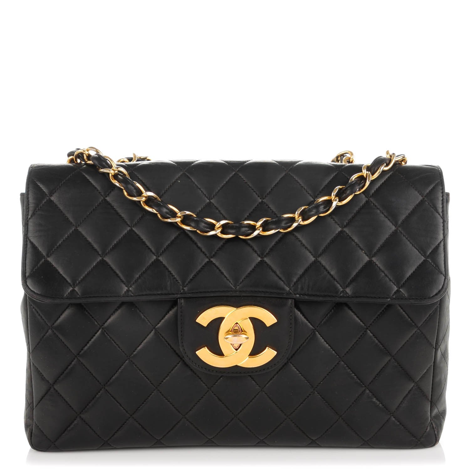 Chanel Lambskin Quilted Jumbo Flap Black 1 of 13