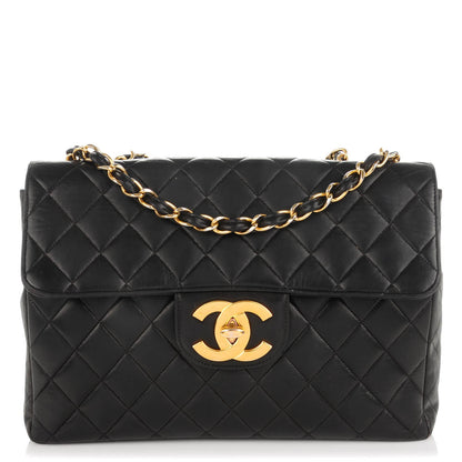 Chanel Lambskin Quilted Jumbo Flap Black 1 of 13