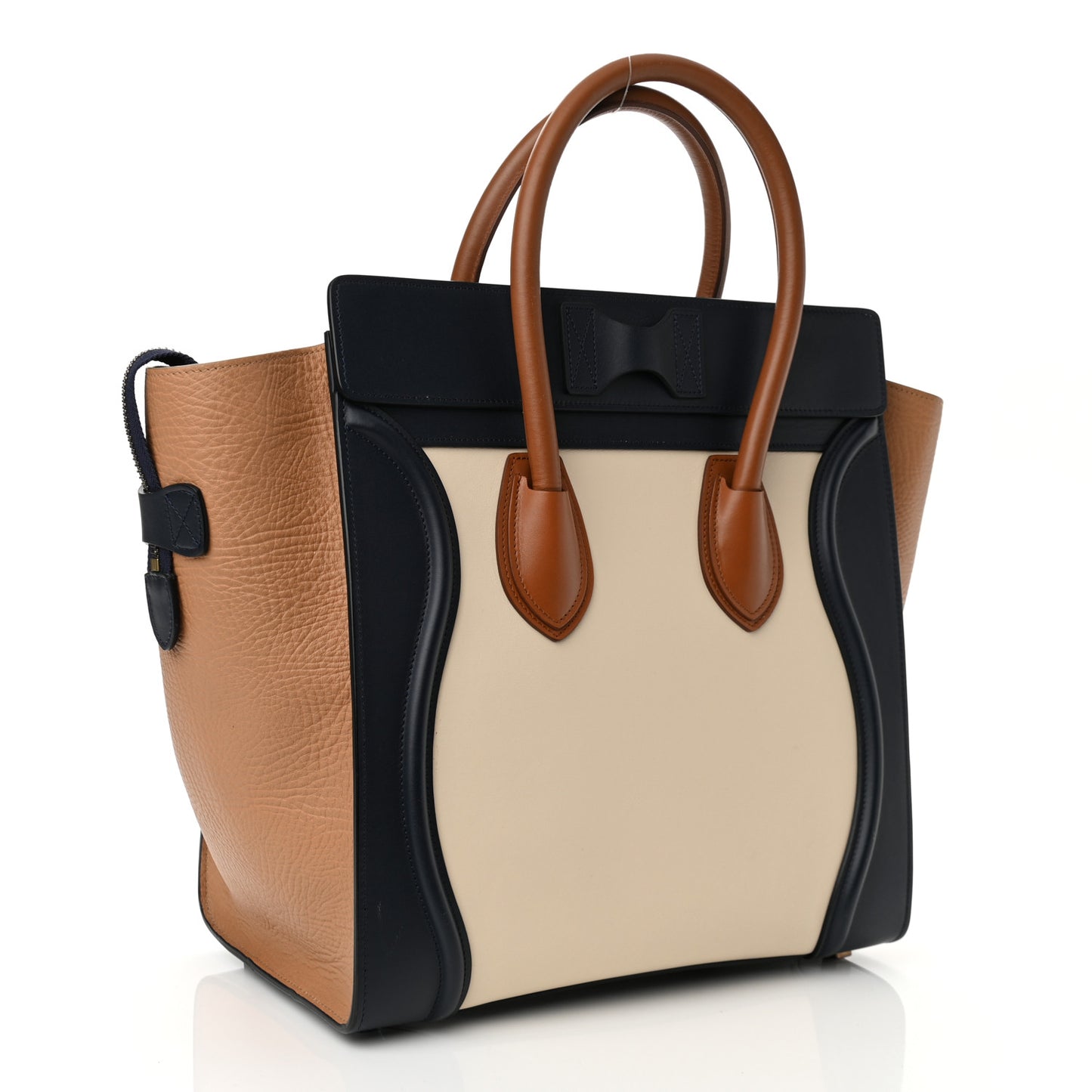 Elephant Calfskin Mini Tri-Color Luggage Brown
