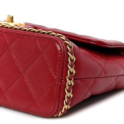 Chanel Caviar Quilted Camellia Chain Around Flap Red 10 of 10