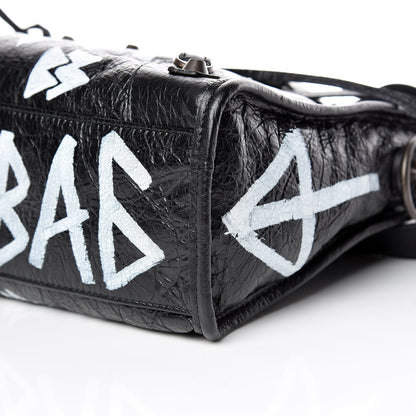 Balenciaga Agneau Classic Hardware Graffiti All Over S City Black 6 of 9