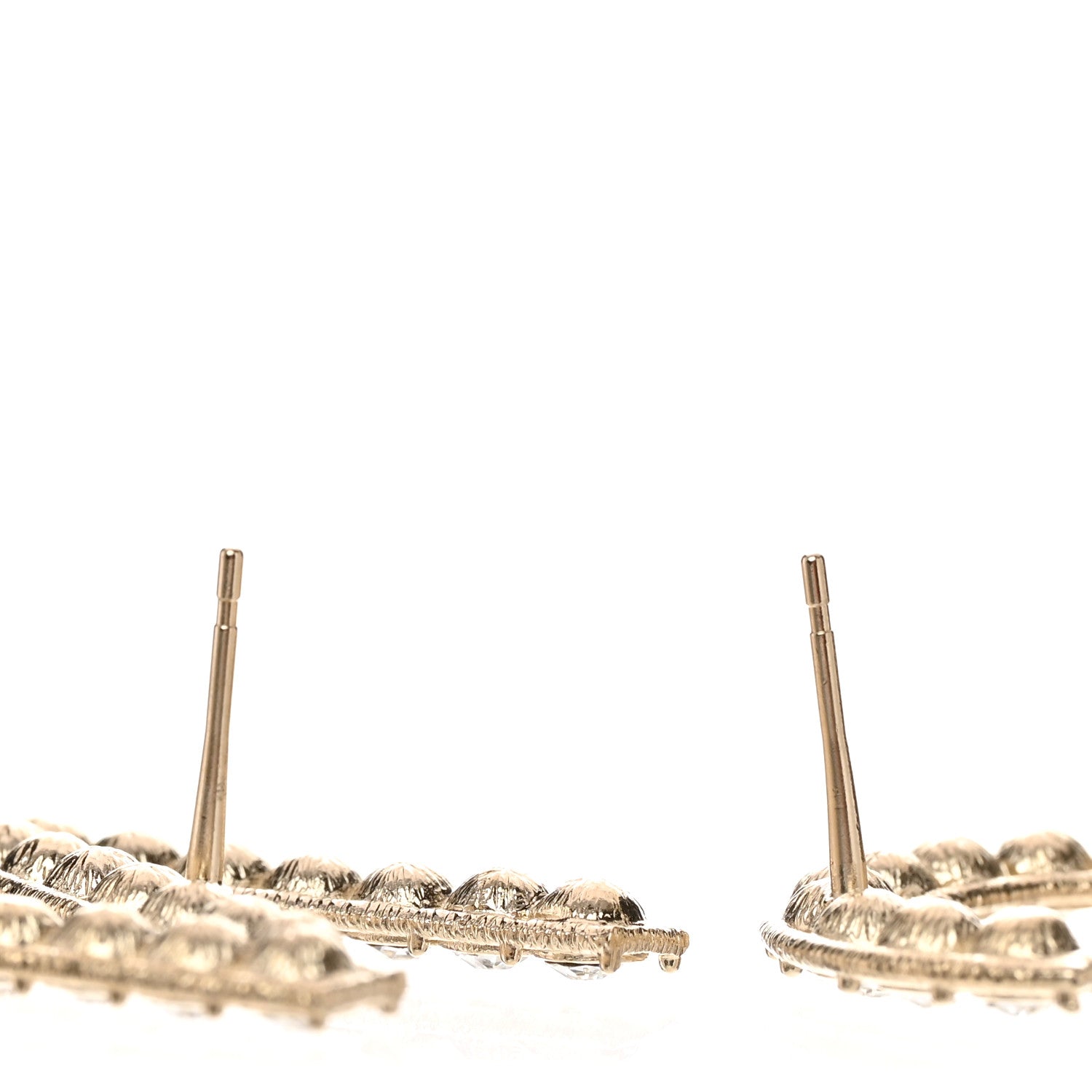 Chanel Crystal Cha-Nel Logo Drop Earrings Gold 3 of 5