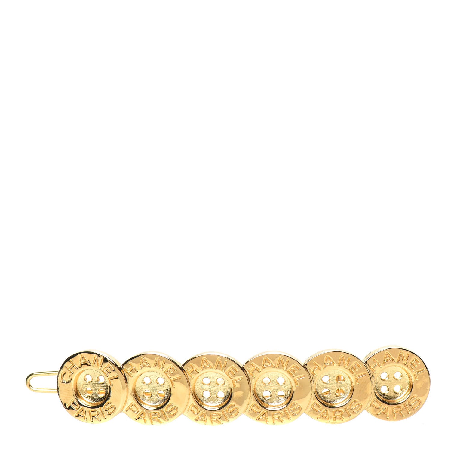 Chanel Button Paris CC Hair Clip Barrette Gold 1 of 4