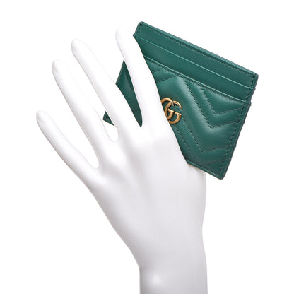 Gucci Calfskin Matelasse GG Marmont Card Holder Emerald Green 2 of 7