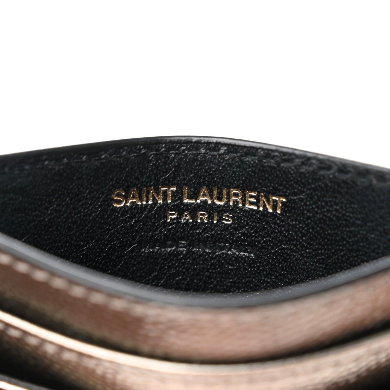 Saint Laurent Metallic Grain De Poudre Matelasse Chevron Monogram Credit Card Case Pewter 6 of 7